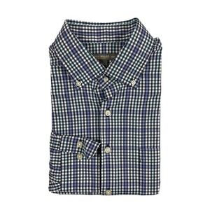 Peter Millar Navy and White Gingham Button-Down Shirt